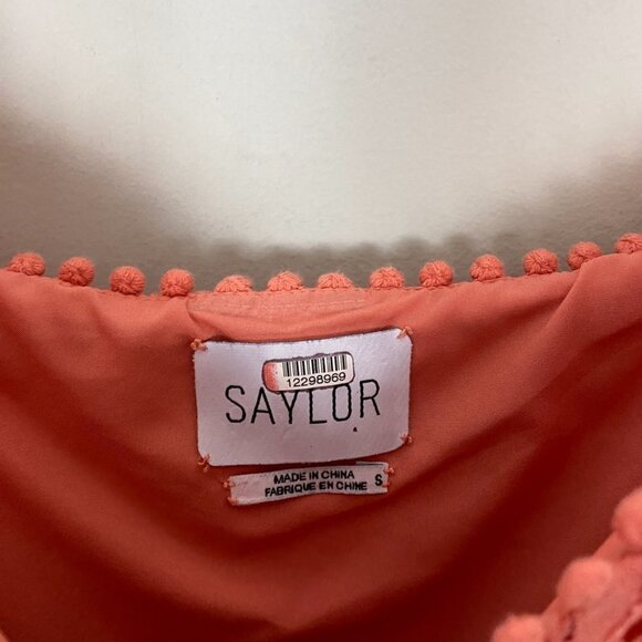 Saylor Louisa Lace Midi Dress Womens Small Short Sleeves Floral Pink milkmaid - Picture 5 of 8